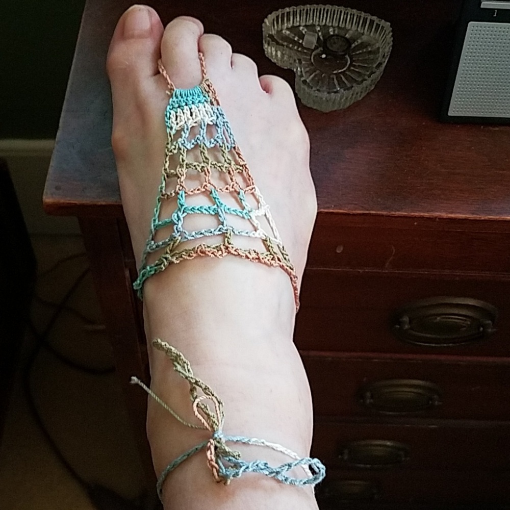 Crochet foot Decor for Barefeet..